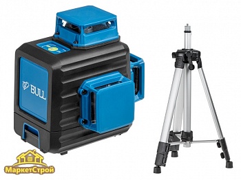 Нивелир лазерный линейный BULL LL 3401 c аккумулятором и штативом в кор. (проекция: 3 плоскости 360°, до 80 м, +/- 0.30 мм/м, резьба 1/4" Подходит при